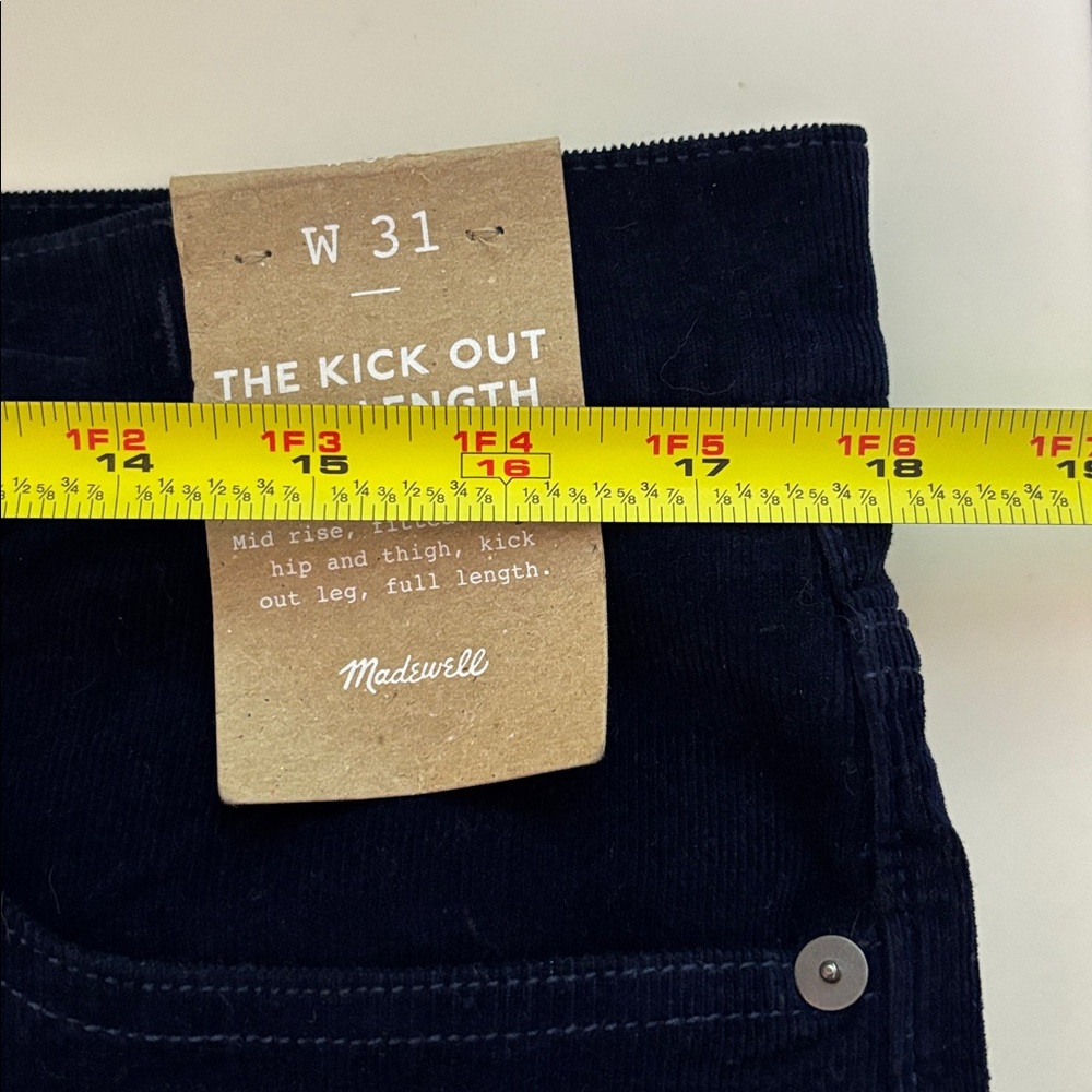 Madewell Women Corduroy Pants Straight Leg Dark Blue Kick out Sz 31 New Midrise - Picture 11 of 14